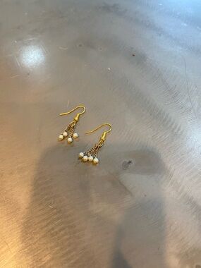 Gold Pearl Drop Dangle Earrings - Women Jewelry. Modern simple